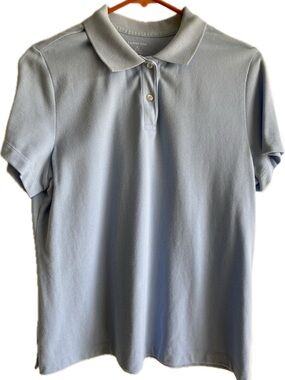 Lands' End Women’s Short Sleeve Polo Shirt - Soft Sky